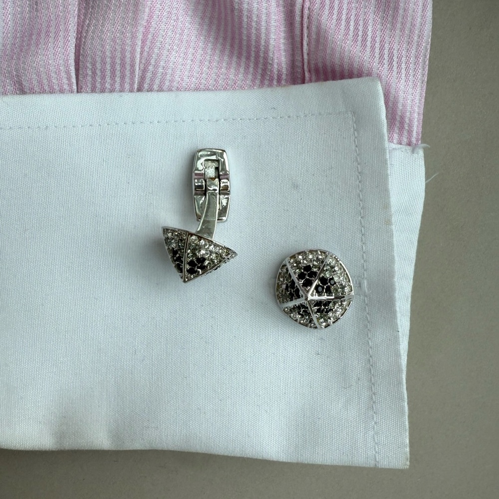 Duchamp Silver and Black Geometric Cufflinks